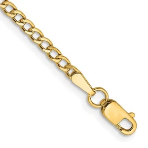 10k Yellow Gold 2.5mm Semi-Solid Curb Link Chain Anklet 9" 1.18gm for Women - Picture 1 of 6
