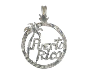 VINTAGE PUERTO RICO STERLING SILVER CHARM PENDANT ~ 1.5" - Picture 1 of 14