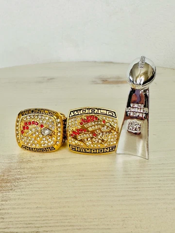 2PCS Denver Broncos Championship Ring Set + Trophy, US SHIP 1997/98 Cover