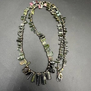 Natural Tourmaline Rough Gemstone Beads Necklace - Picture 1 of 12