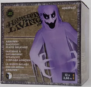Halloween Haunted Gemmy 12 pies x 4,36 pies iluminado segador soplado por aire inflable - Imagen 1 de 3