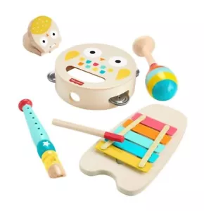 Fisher Price Holz Musik Instrumente im 6 tlg Set Spielzeug Tiere ab 2 Jahre - Bild 1 von 4