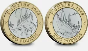 2 X £2 POUNDS 2020 ISLE OF MAN DUNKIRK. Second World War. Brilliant Uncirculated - Picture 1 of 3