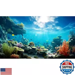 Ocean Floor Fish Tank Background Underwater Coral Reef Stone Aquarium Backgro - Picture 1 of 5
