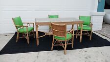 VINTAGE ANTIQUE 50'S BAMBOO PENCIL REED RATTAN PATIO DINING SET