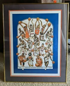 Vintage SYRACUSE Basketball Framed Art Print 1980s Derrick Coleman Rony Seikaly - Picture 1 of 11