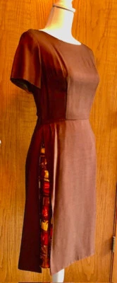 Vestido de coquetel vintage anos 50 tamanho S Rockabilly pin up MCM 1950 anfitriã - Imagem 1 de 4