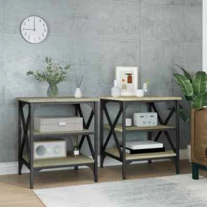 2pcs Wooden Side Tables Sofa Lounge Lamp Book Bed Storage Coffee Shelf Table - Picture 1 of 12