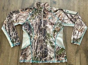 Cabela's Women's Zonz Woodland Camo 1/4 Zip Pullover Hunting Jacket Medium EUC - Picture 1 of 9