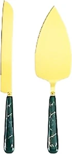Chandler 2pc Cake & Pie Server Set – Green 18/10 Stainless Steel Wedding Kit - Picture 1 of 9