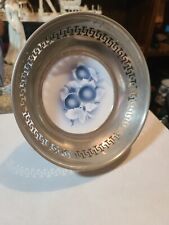 blue white flowers in round Deep Bowl silver plated frame 9.5" marked 5071 29 15