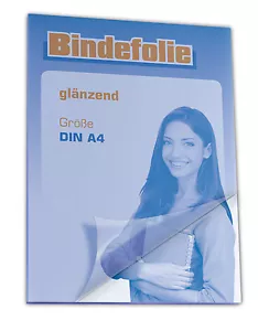 Bindefolie / Deckfolie / Deckblatt transparent GLÄNZEND DIN A4 100 Stück - Bild 1 von 1