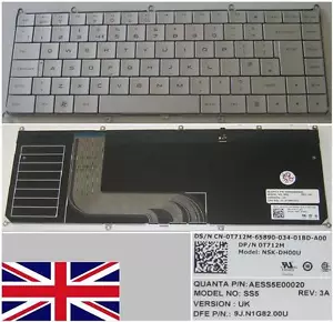 Keyboard qwerty UK Dell Adamo 13-A101 SS5 NSK-DH00U 9J.N1G82.00U 0T712M Grey - Picture 1 of 1