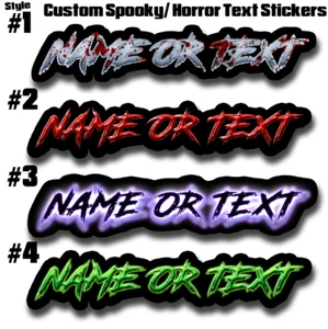 Pegatinas de texto espeluznantes personalizadas para fanáticos del terror, pegatinas de vinilo personalizadas - Imagen 1 de 5