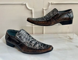 PAOLO VANDINI Handcrafted Brown Grey Leather Mens Occasion Shoes EU 42 UK 8 - Picture 1 of 7