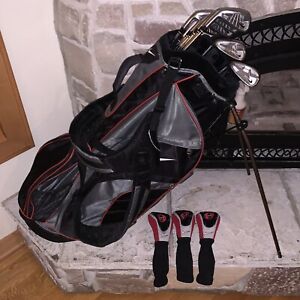 Lot 9 Nike NDS Left-Handed Iron Set Golf Clubs 3-9 + Sand/Pitching Wedge & Bag