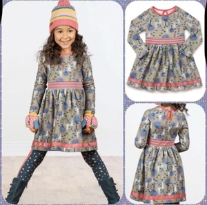 Matilda Jane Make Believe Around Town Dress Gray Sweatshirt Fabric Trees Size 6 - Picture 1 of 5