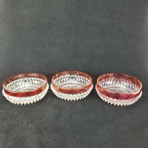 Lot Of 3 Vintage Indiana Glass Ruby Red Flash Diamond Point Candy Dish  - Picture 1 of 9