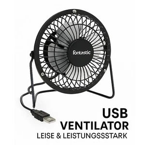 Mini-USB-Tischventilator mit Metallgehäuse Standventilator schwenkbar neigbar - Bild 1 von 6