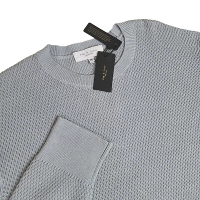 rag & bone Mens XXL Dexter Crew Neck $275 Knit Light Sweater Pullover Blue - Image 1 of 4