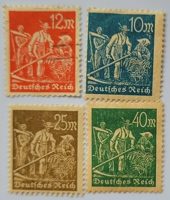 German Reich 1923 4 Value Mark Stamps  Sg;DR255+ - Image 1 of 4