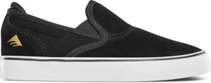 Zapatos de skate Emerica The Wino G6 sin cordones negros blancos dorados de gamuza para jóvenes - Imagen 1 de 3