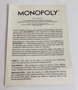 Vintage Classic Monopoly Game Replacement Instruction Manual Rules Book Booklet - Picture 1 of 3