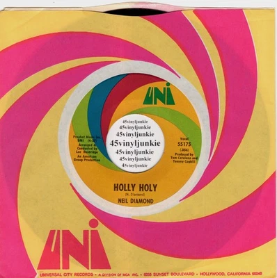 Neil Diamond 45 rpm "Holly Holy" on Uni Records Foto 1 de 2