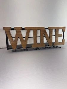 Estante de madera para vino y soporte con ganchos 19" barra de almacenamiento rústico para letreros de vino - Imagen 1 de 9