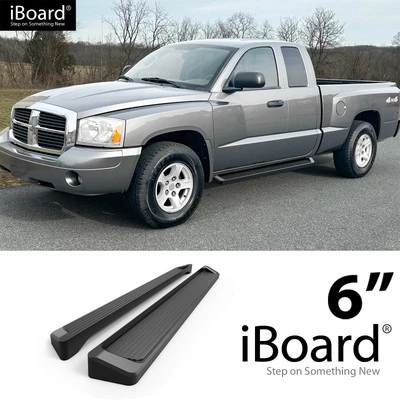 Running Board Side Bar 6in Aluminum Black Fit Dodge Dakota Club Cab 05-11 - Imagem 1 de 4