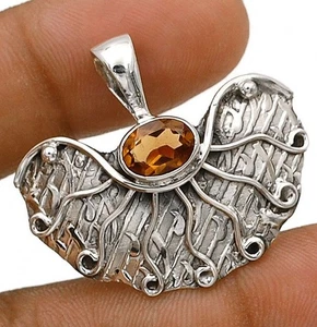 Colgante de plata de ley maciza 925 con topacio ahumado natural, @1-2 - Imagen 1 de 1