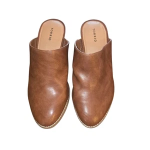 Torrid Women’s 9.5W Brown Faux Leather Mules Slip-On Clogs Block Heel Shoes - Picture 1 of 8