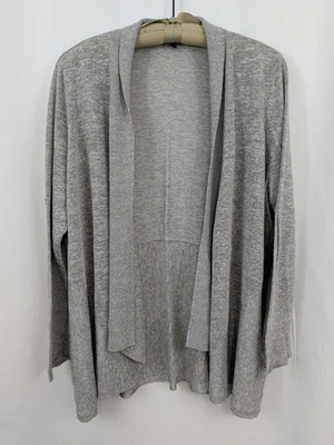 Cárdigan suéter Eileen Fisher mezcla de lino para mujer 2X gris cascada abierta Foto 1 de 4