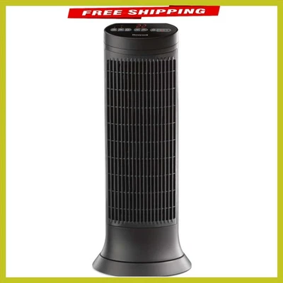 Calentador de torre de cerámica digital negro con dos ajustes de calor para -confort redondo Foto 1 de 4