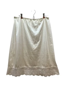 VTG Half Slip USA Nylon Cream With White Lace Trim Waist 34-38 - Picture 1 of 4