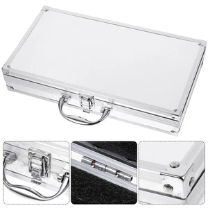 Silver Locking Storage Box Briefcases with Lock With Foam for Travelers Luggage - Picture 1 of 19