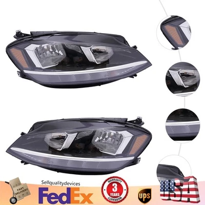 Pair For 2018-2020 Volkswagen Golf & GTI Halogen Headlights Assembly Left &Right - Image 1 of 4