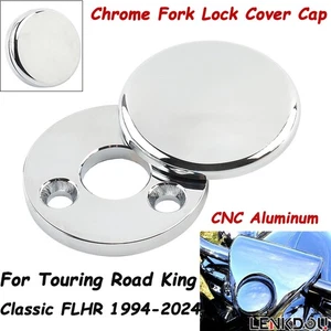 Fork Lock Cover Chrome For Harley Touring Road King FLHR 1994-2024 CVO Classic - Imagen 1 de 8
