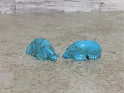 "2"" Turquesa Nativo Americano Tallado Animal Foca Fetiche Zuni 2"" Talla en Piedra" Foto 1 de 4