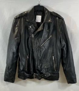 V4M Mens Black Leather Solid Shearling Moto Biker Jacket Outerwear XL NWT - Picture 1 of 9