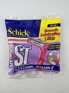 Vtg NOS Womens Disposable Schick Slim Twin Razor 5 Pack Pink 2 Blade USA Made - Picture 1 of 2