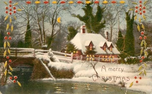 CHRISTMAS SCENE - HTL HOLD TO LIGHT POSTCARD - Picture 1 of 3