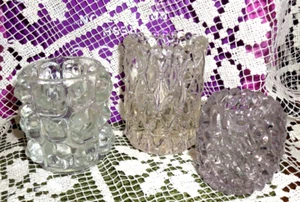3 portacandele stuzzicadenti vintage in vetro trasparente portacandele votivo pomello e pesante - Foto 1 di 6