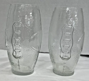 VTG. Mint Cond. Clear Football Shaped Beer Drinking Glasses Lot of 2 NFL Sports - Picture 1 of 6