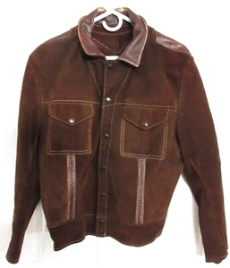 Vintage Joo-Kay Men's Brown Suede Distressed Leather Hippie Biker Jacket Sz 42 - Picture 1 of 6