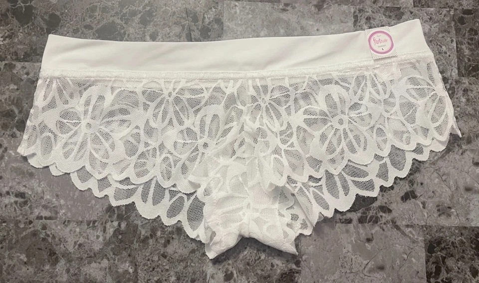 NUEVO CON ETIQUETAS BRAGAS HIPSTER CORTAS PARA NIÑOS FLIRTITUDE GRANDES BLANCAS ENCAJE FLORAL CINTURA LISA Foto 1 de 3