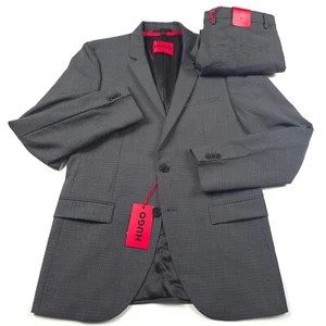 Hugo Boss Arti 232 Gray Micro Check Wool Two Piece Suit Mens Size 38R X 30 - Picture 1 of 20