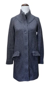 EMERGE Grey Longline Knitted Coat Size 8 - Picture 1 of 4