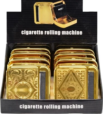 8 x Rollbox Tabakdose GOLD FARBEN METALL Zigaretten Drehmaschine Stopfer 70mm - Bild 1 von 4