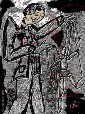 JACQUELINE DITT - The Puppetere limitiert sign.Orig.Druck Grafik Puppenspieler - Bild 1 von 3